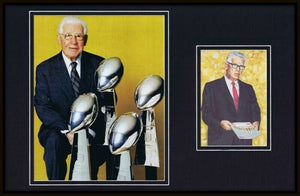 Art Rooney Framed 11x17 Photo & Art Card Display Steelers Four Trophies