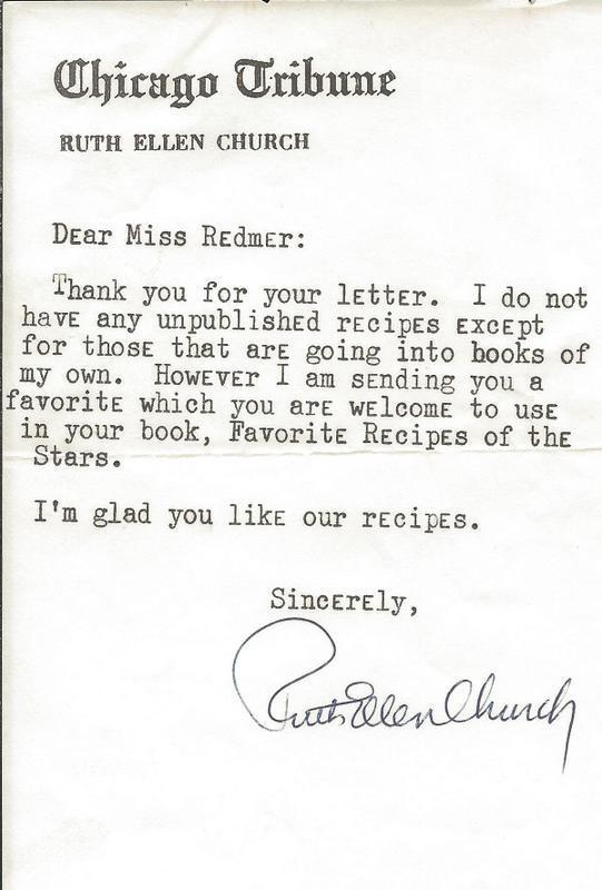 Ruth Ellen Church Signed Typed Letter & Pound Cake Recipe