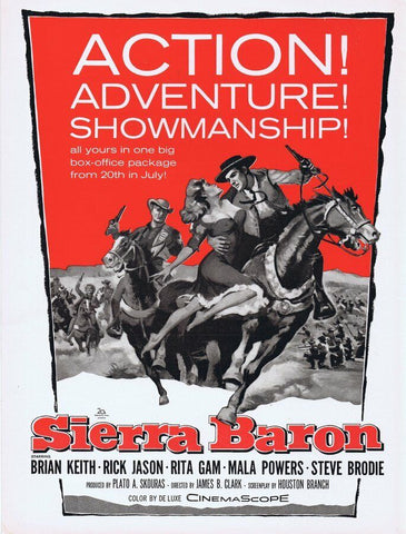 Sierra Baron 1958 ORIGINAL Vintage 9x12 Industry Ad Brian Keith Rita Gam