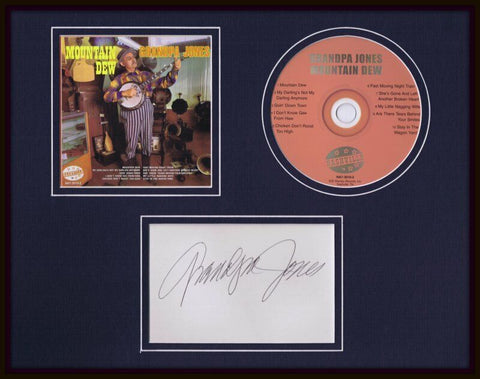 Grandpa Jones Signed Framed 11x14 Mountain Dew CD & Photo Display