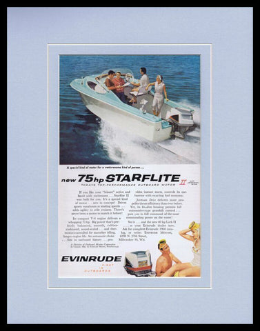 1960 Evinrude Starflite II Motor 11x14 Framed ORIGINAL Vintage Advertisement