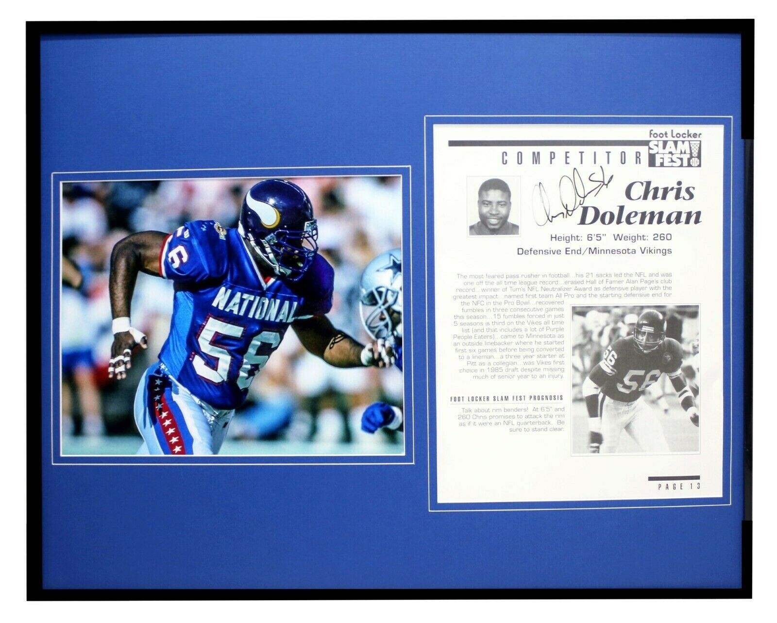 Chris Doleman Signed Framed 16x20 Foot Locker Slam Fest Photo Display Vikings