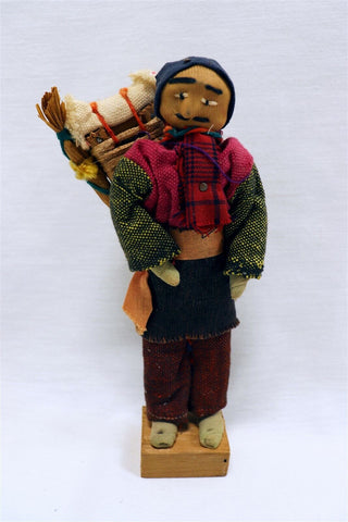 ORIGINAL Vintage 8" Wood + Cloth Folk Art Figure Made in Guatemala