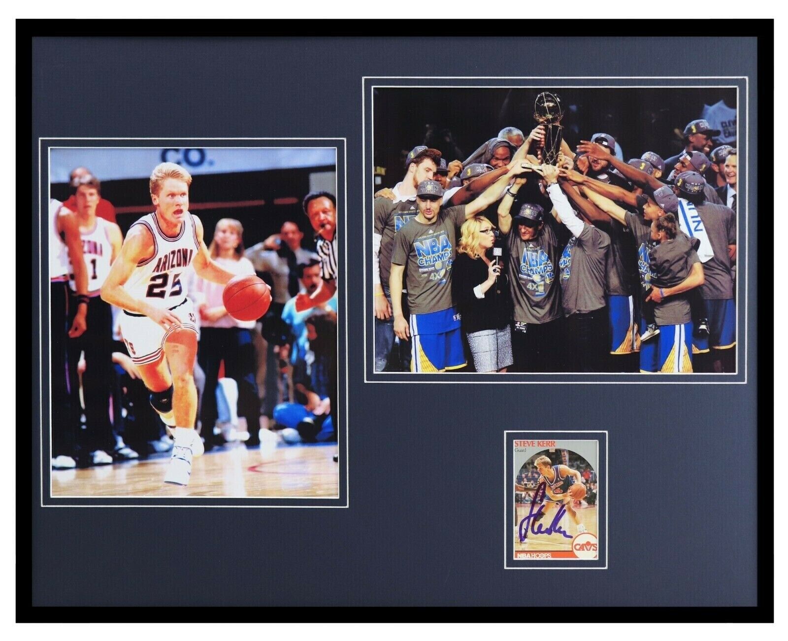 Steve Kerr Signed Framed 16x20 Photo Set JSA Arizona Warriors Bulls