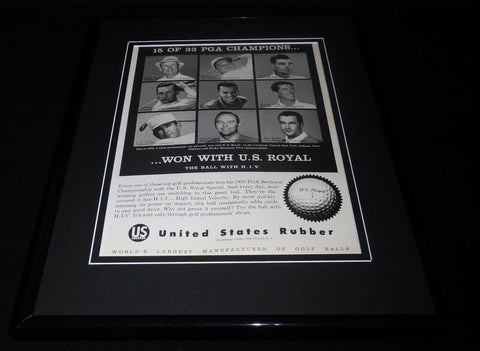 US Rubber Royal 1958 PGA Champions Framed 11x14 ORIGINAL Vintage Advertisement