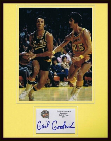 Gail Goodrich Signed Framed 11x14 Photo Display Lakers vs Lenny Wilkens