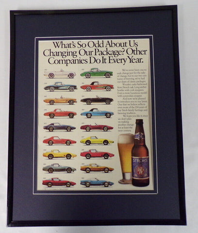 1989 Stroh's Beer / Cars Framed 11x14 ORIGINAL Advertisement