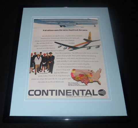 1966 Continental Airlines Framed 11x14 ORIGINAL Vintage Advertisement 