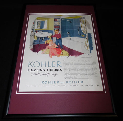 1955 Kohler Bathroom Plumbing Framed 12x18 ORIGINAL Advertisement