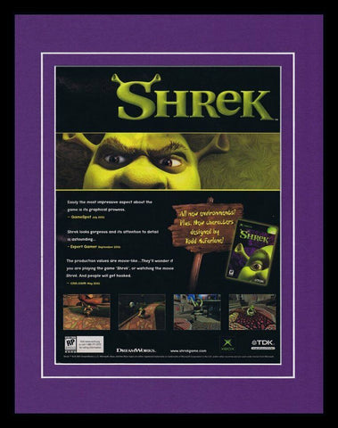 Shrek 2001 XBox 11x14 Framed ORIGINAL Vintage Advertisement