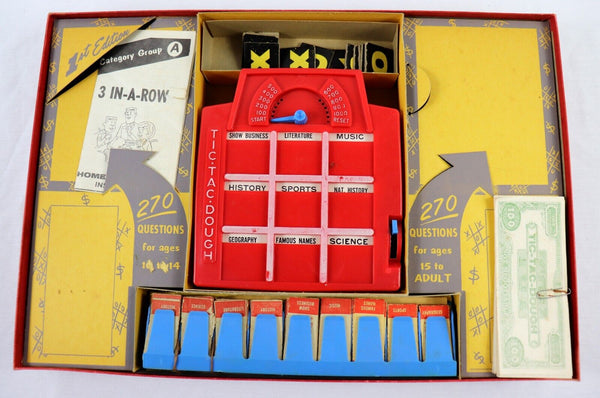 VINTAGE 1960 Transogram 3 in a Row Home Quiz Board Game