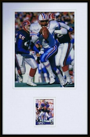 Warren Moon Signed Framed 11x17 Photo Display Oilers