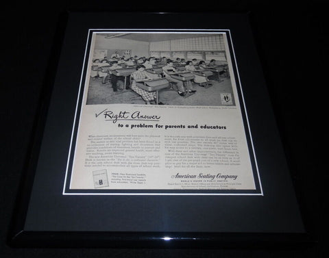 1951 American Seating Company Framed 11x14 ORIGINAL Vintage Advertisement B