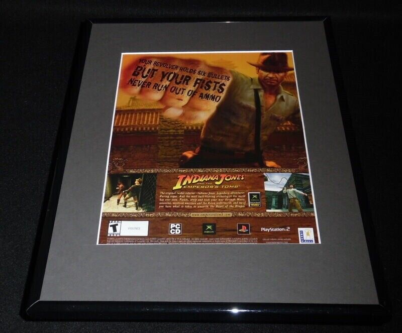 Indiana Jones Emperor's Tomb 2003 Framed 11x14 ORIGINAL Advertisement PS2 XBox