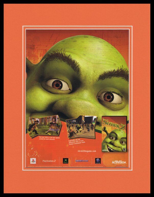 Shrek 2 2003 PS2 XBox 11x14 Framed ORIGINAL Advertisement