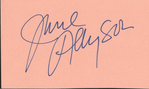 June Allyson Signed 3x5 Index Card JSA