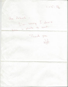 Willie Smith Signed 1986 Handwritten Note Miami Hurricanes