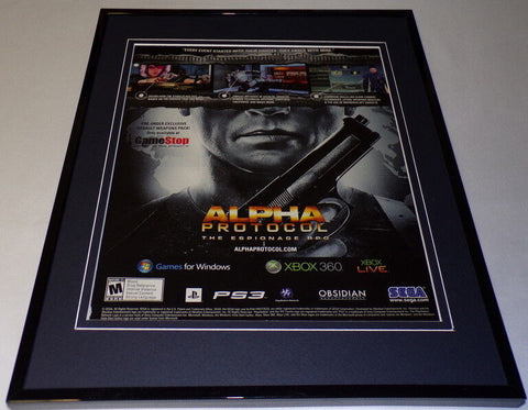 Alpha Protocol 2009 XBox PS3 Framed 11x14 ORIGINAL Advertisement