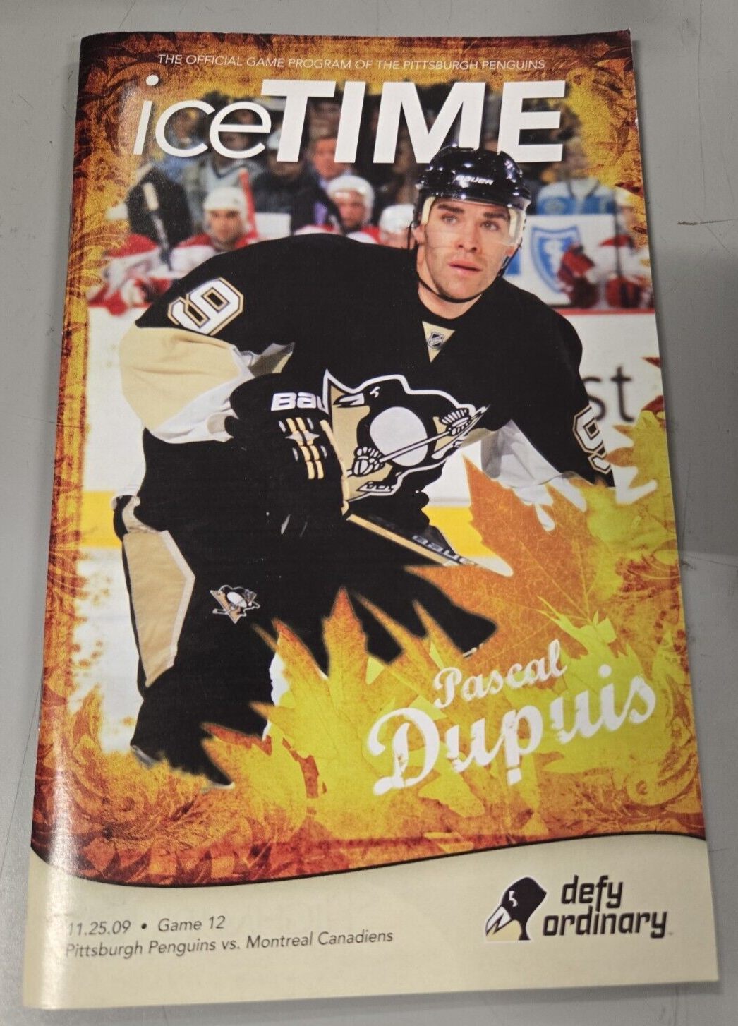 Nov 25 2009 Canadiens @ Penguins Program Pascal Dupuis Sidney Crosby Goal