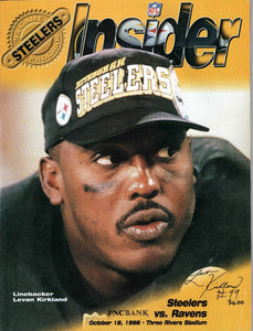 Oct 18 1998 Baltimore vs Pittsburgh Steelers Program Kordell Stewart Ray Lewis