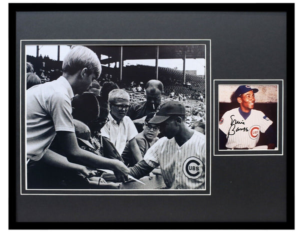 Ernie Banks Signed Framed 11x14 Photo Display JSA Cubs