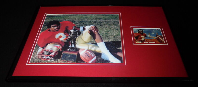 Deion Sanders Framed ORIGINAL Star Pics Rookie Card & Photo Set Florida State