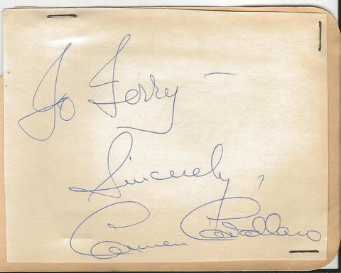 Carmen Cavallaro Signed Vintage Album Page