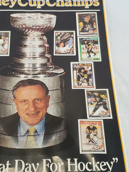 1991 Pittsburgh Penguins Stanley Cup Complete Topps Sticker Poster Bob Johnson