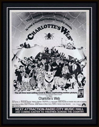 ORIGINAL Vintage 1973 Charlotte's Web 11x14 Framed Advertisement Debbie Reynolds