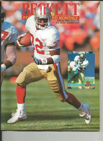 ORIGINAL Vintage Jan 1993 Beckett Football Card Magazine Ricky Watters LT