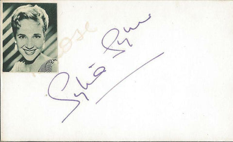 Sylvia Syms Signed Vintage 3x5 Index Card JSA 