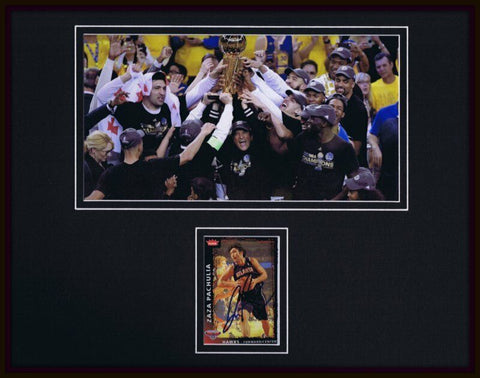 Zaza Pachulia Signed Framed 11x14 Photo Display Warriors Champs