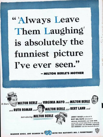 1949 Always Leave Them Laughing ORIGINAL Vintage 9x12 Industry Ad Milton Berle