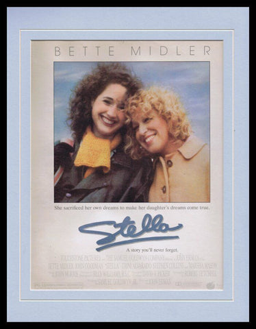 Stella 1990 Bette Midler Framed 11x14 ORIGINAL Vintage Advertisement