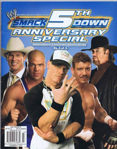 ORIGINAL Vintage 2004 WWE Smackdown 5th Anniversary Magazine John Cena