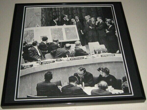 John F Kennedy JFK 1962 United Nations Framed 11x14 Photo Poster Display 