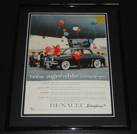 1958 Renault Dauphine 11x14 Framed ORIGINAL Vintage Advertisement B