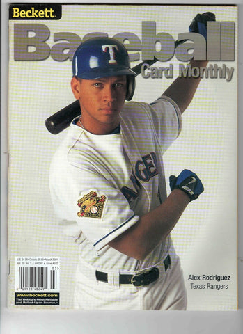 Mar 2001 Beckett Baseball Card Magazine Alex Rodriguez Rangers