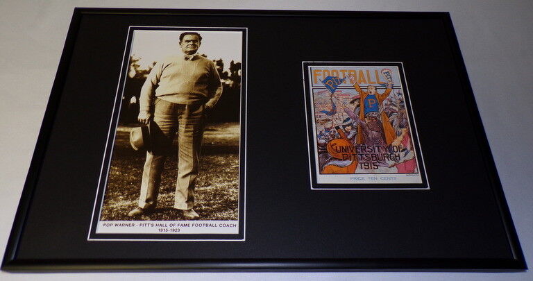 Pop Warner Framed 12x18 Photo & 1915 Pitt Program Cover RP Display