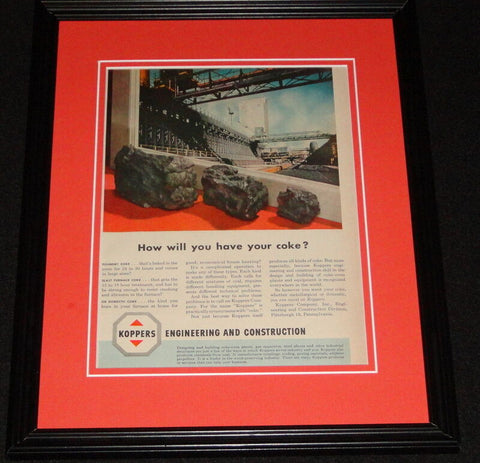 1951 Koppers Engineering Pittsburgh Framed 11x14 ORIGINAL Vintage Advertisement