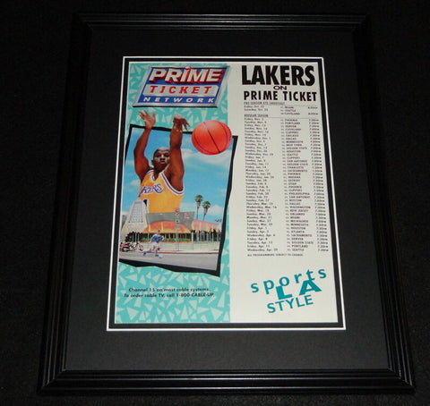 1993 Los Angeles Lakers Prime Ticket Schedule Framed ORIGINAL Advertisement