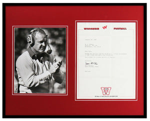 Dave McClain Signed Framed 16x20 Typed 1986 Letter & Photo Display Wisconsin