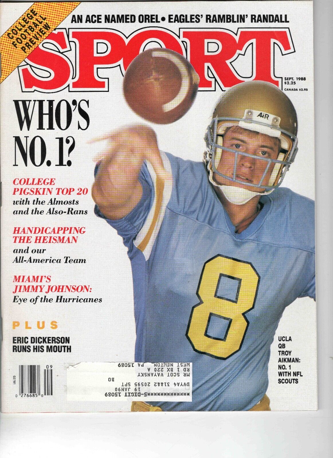 Sep 1988 Sport Magazine Troy Aikman UCLA