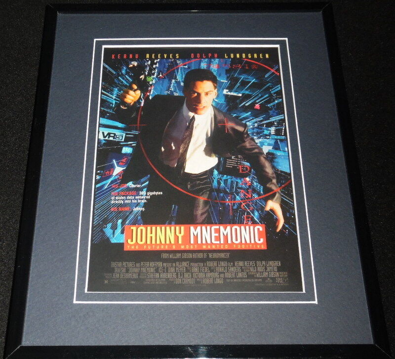 Johnny Mnemonic Framed 8x10 Repro Poster Display Keanu Reeves Dolph Lundgren