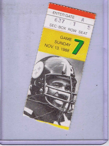 Nov 13 1988 Phila Eagles @ Pittsburgh Steelers Ticket Cunningham Reggie White