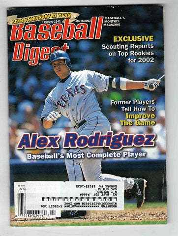 Mar 2002 Baseball Digest Magazine Alex Rodriguez Rangers