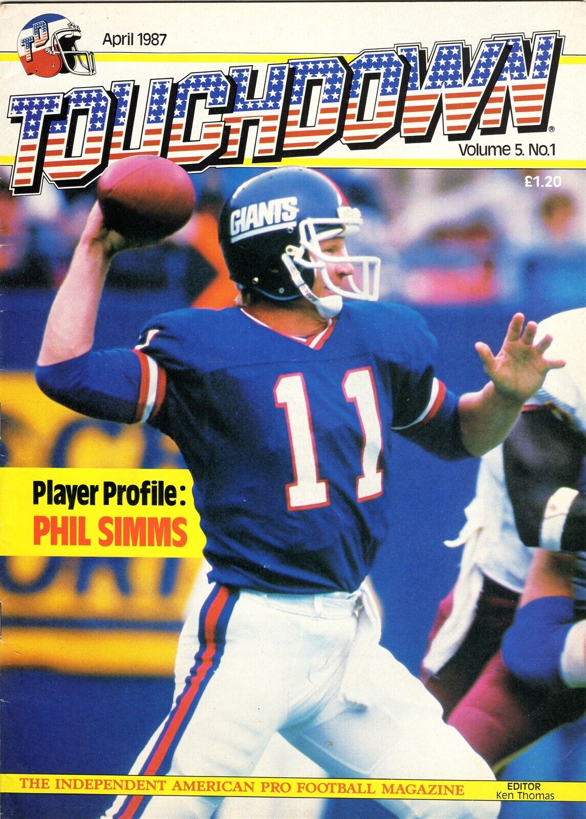 VINTAGE Apr 1987 NFL Touchdown Magazine Phil Simms Giants