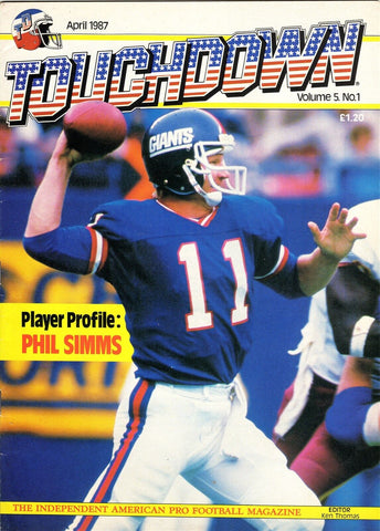 VINTAGE Apr 1987 NFL Touchdown Magazine Phil Simms Giants