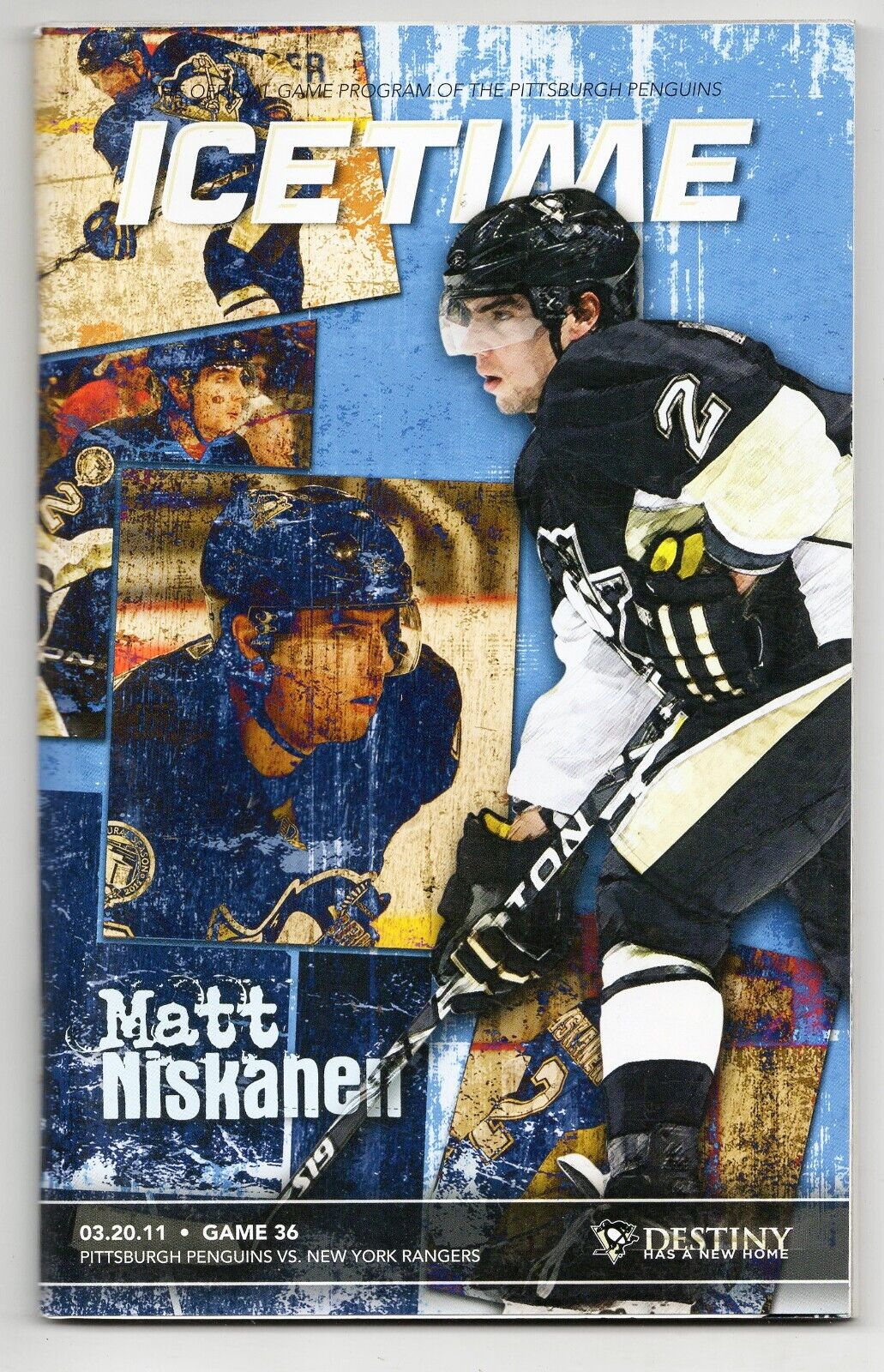 VINTAGE Mar 20 2011 Pittsburgh Penguins NY Rangers Program Lundqvist vs Fleury