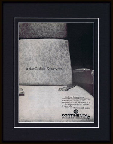 1969 Continental Airlines Framed 11x14 ORIGINAL Vintage Advertisement 